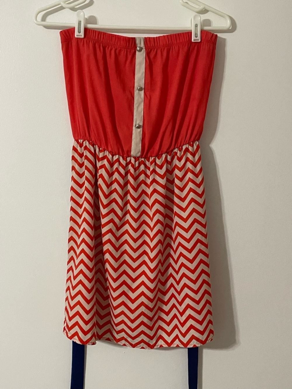 Millibon Strapless Red and Cream Chevron Sundress